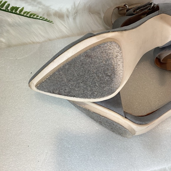 JUSTFAB DOUBLE ANKLE STRAP STILETTO POINT TOE HEELS GREY SZ 7.5 - Picture 10 of 10